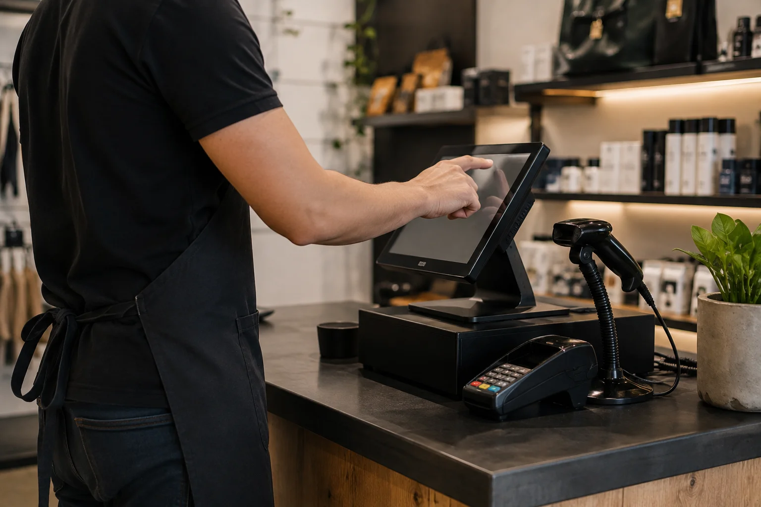 Terminal Punto de Venta en el mostrador de un negocio